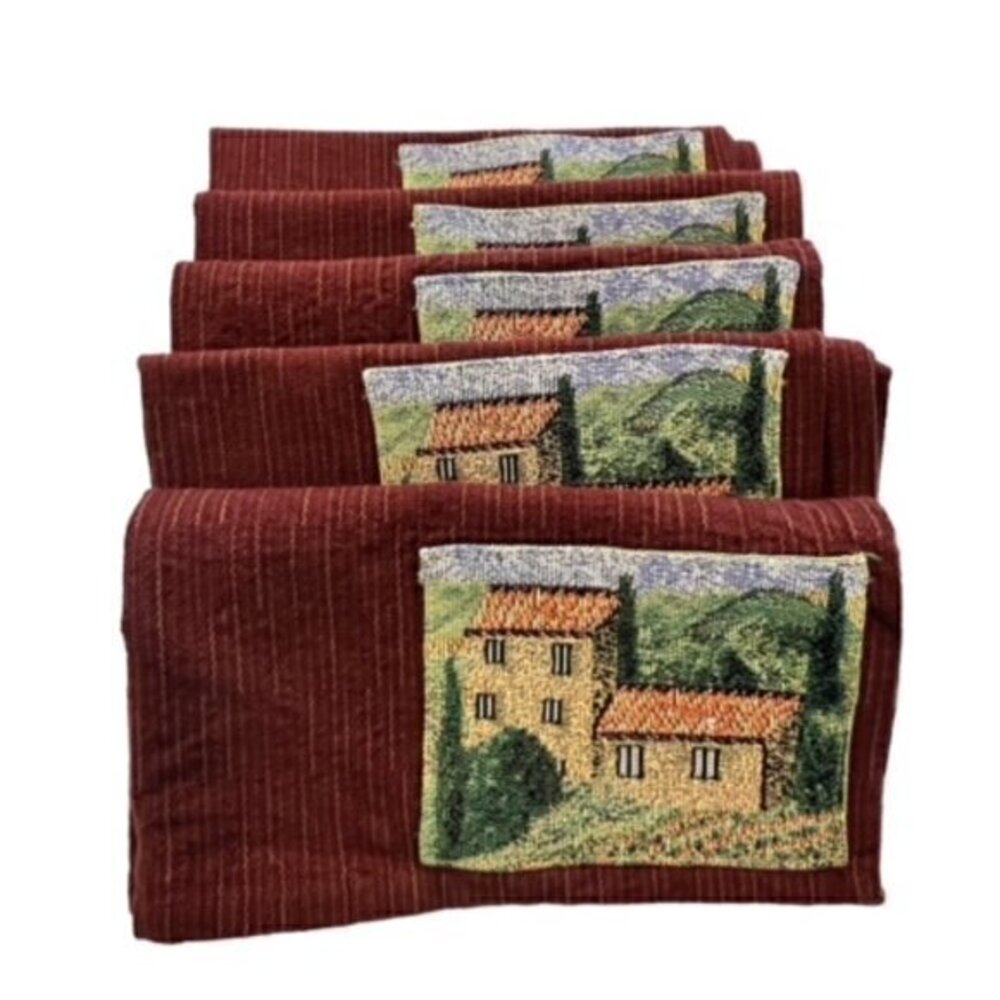 Cotton Fabric Napkins Set of 5 Park B Smith Villa De Fiore Tuscany Formal Dining
